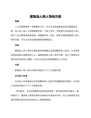 聚集选人用人导向方案