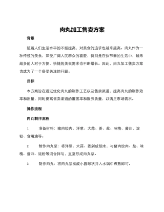 肉丸加工售卖方案