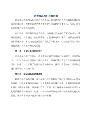 肉类食品推广方案经典