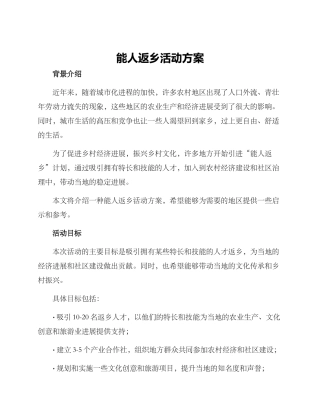能人返乡活动方案