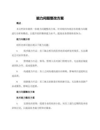 能力问题整改方案