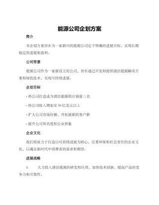 能源公司企划方案