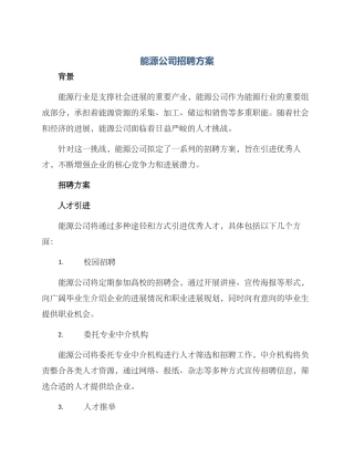 能源公司招聘方案