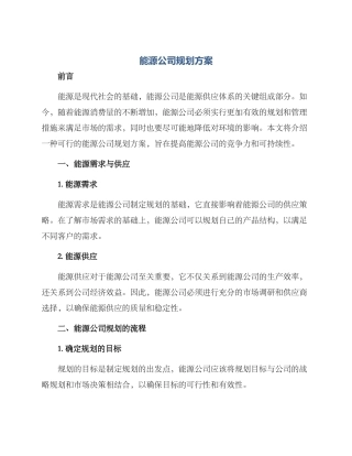 能源公司规划方案