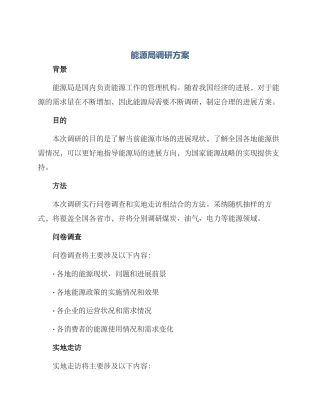 能源局调研方案