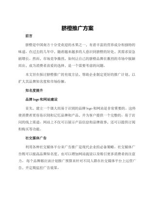 脐橙推广方案
