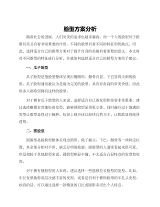 脸型方案分析