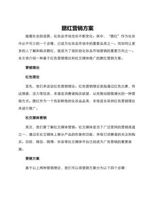 腮红营销方案