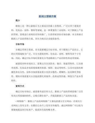 膨润土营销方案