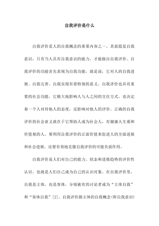 自我评价是什么