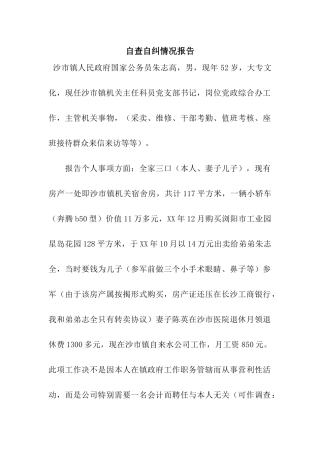 自查自纠情况报告