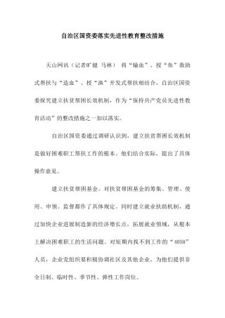 自治区国资委落实先进性教育整改措施