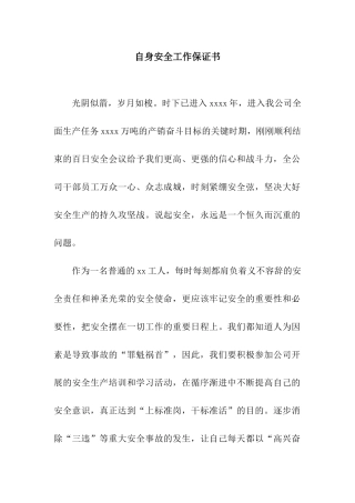 自身安全工作保证书