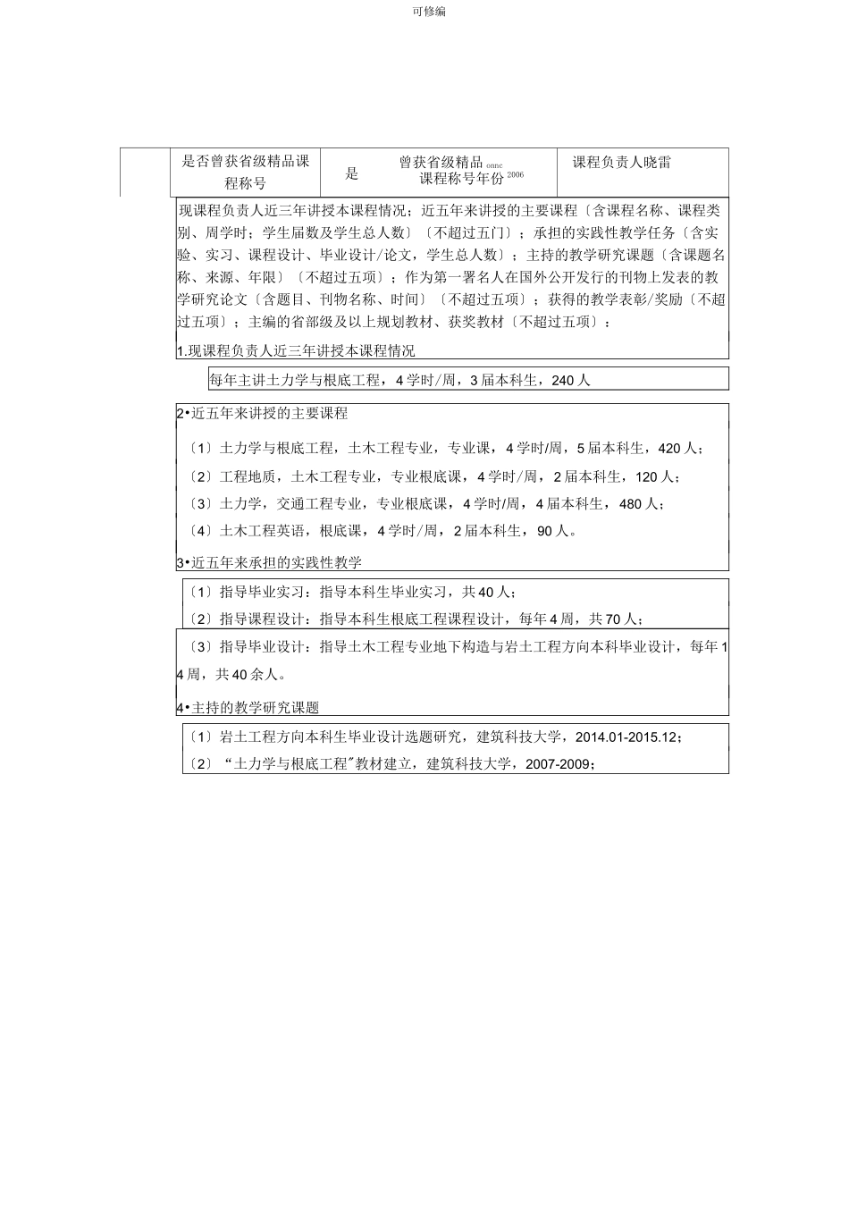 省级精品资源共享课程建设项目申请报告书_第3页