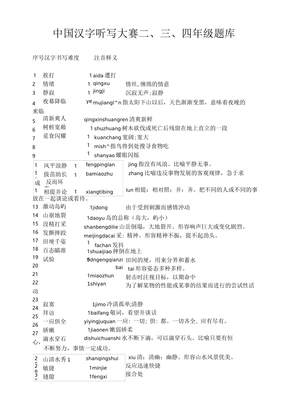 汉字听写题库_第1页