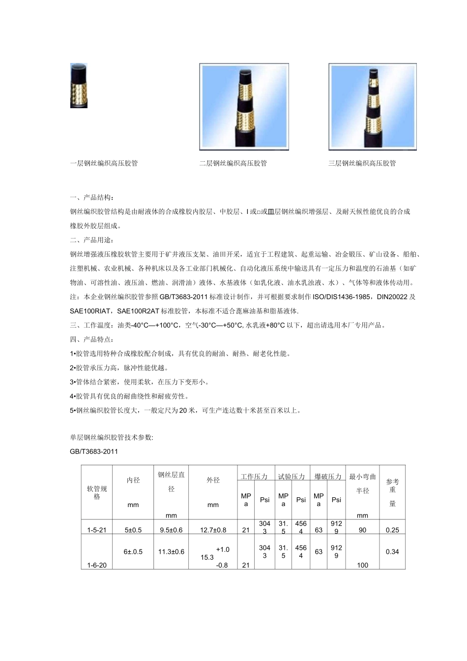 一层钢丝编织高压胶管_第1页