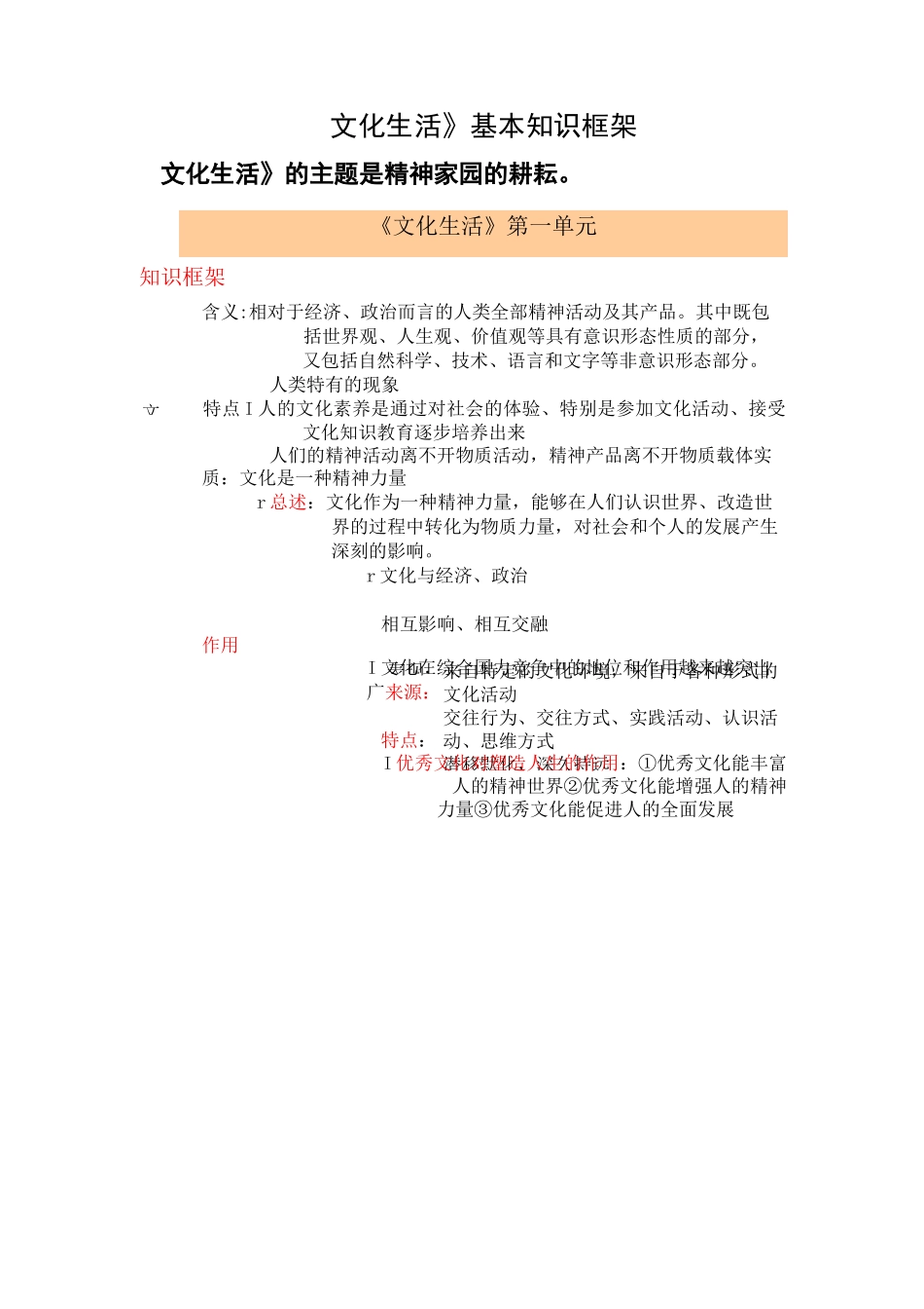 政治-文化生活知识框架整理_第1页