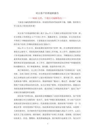 对公客户经理述职报告