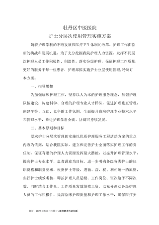 护士分层次使用管理实施方案