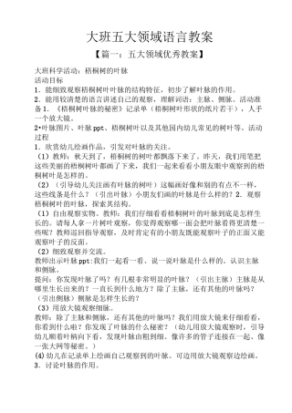 大班五大领域语言教案