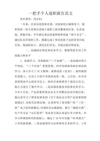一把手个人述职报告范文