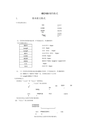 IEC103规约报文格式