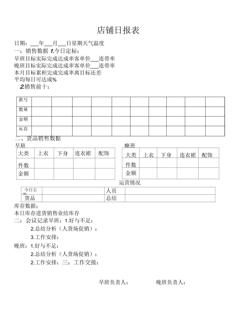 店铺日报表、周报表、月报表_第1页