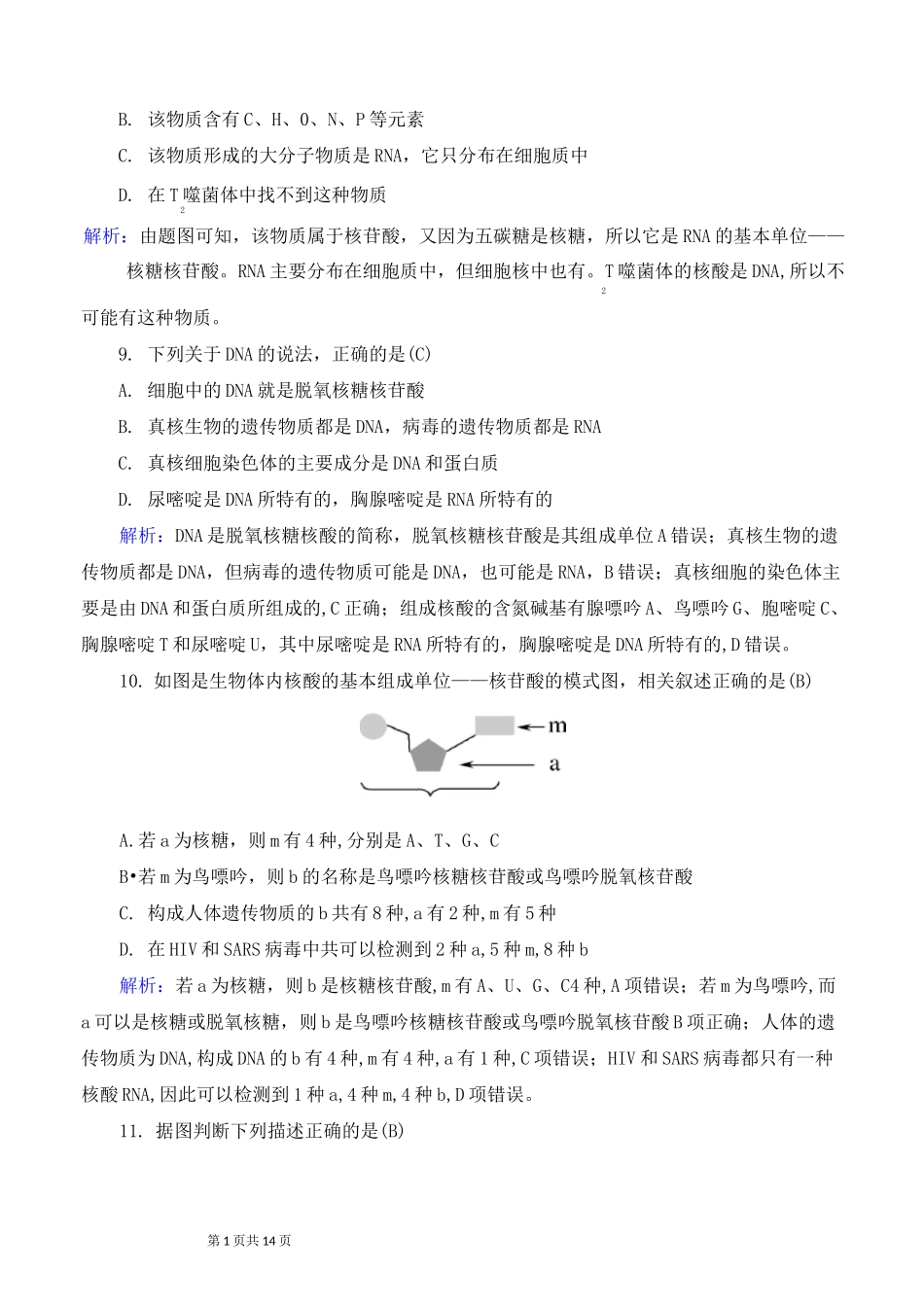 高中生物：核酸是遗传信息的携带者练习_第3页