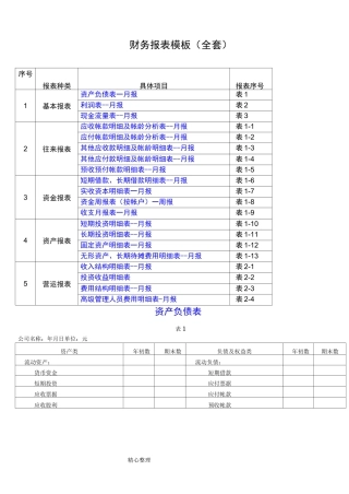 财务报表模板[全套]