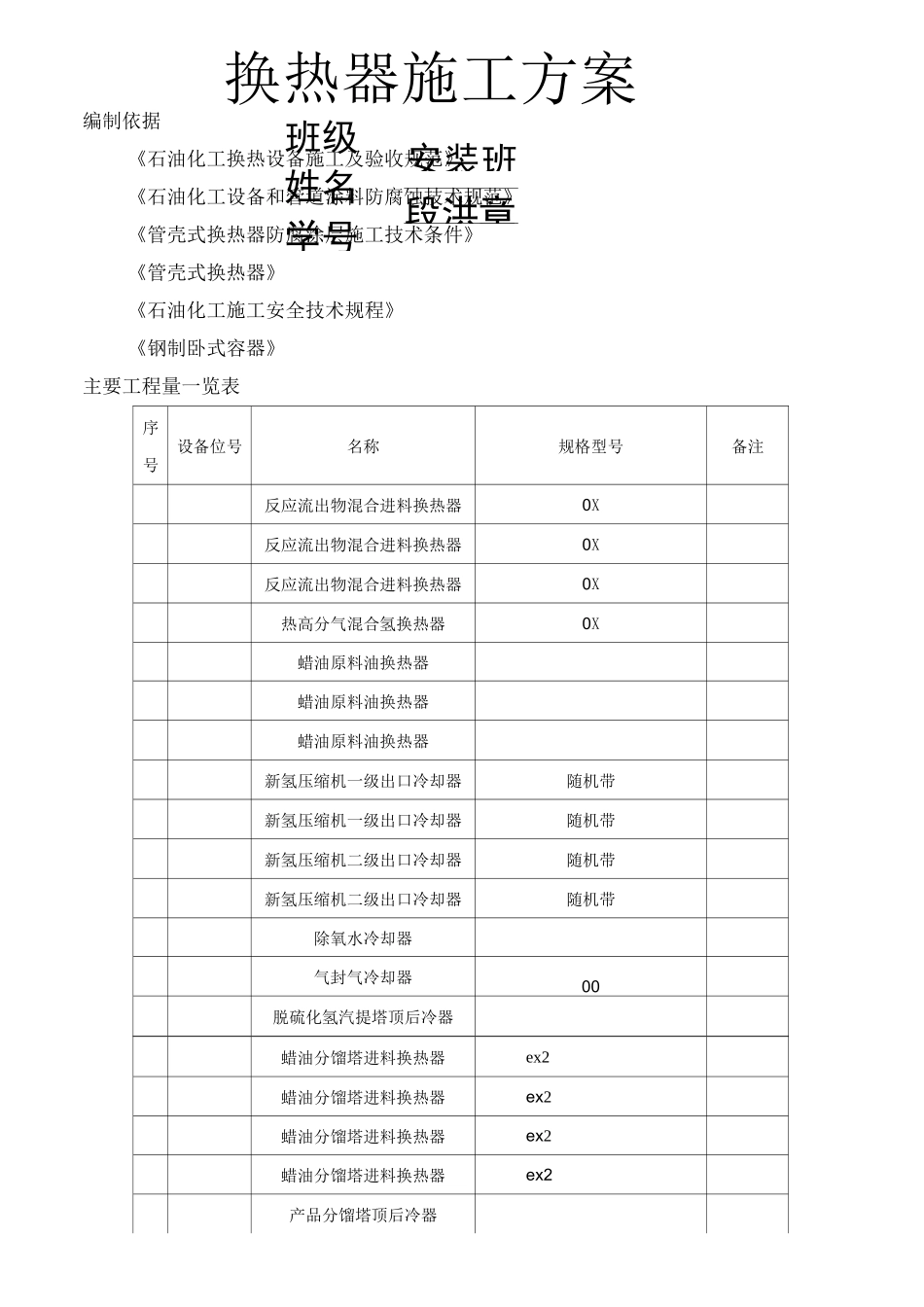 换热器施工方案_第1页