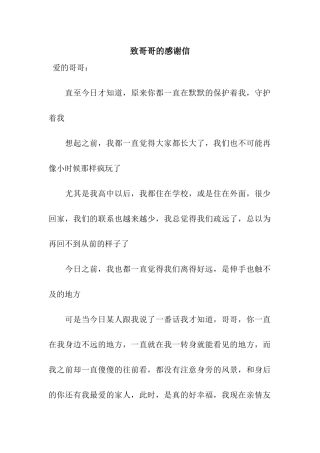 致哥哥的感谢信