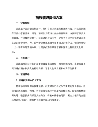 苗族酒吧营销方案