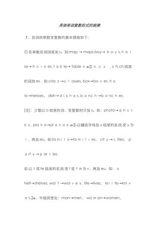 英语单词复数形式的规律