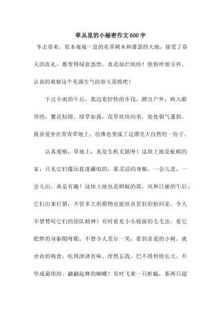 草丛里的小秘密作文600字