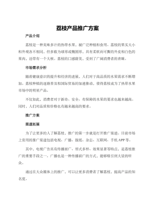 荔枝产品推广方案