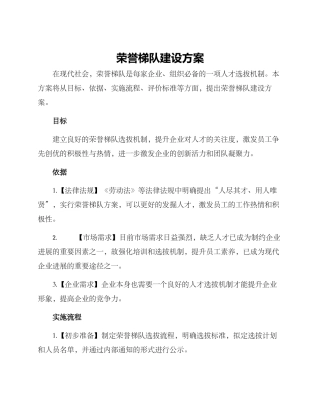 荣誉梯队建设方案