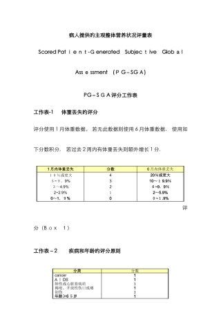 营养评定量表PG-SGA