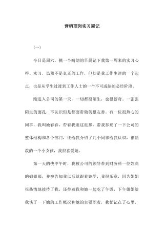 营销顶岗实习周记