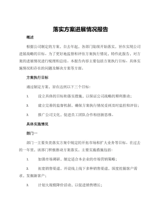 落实方案进展情况报告