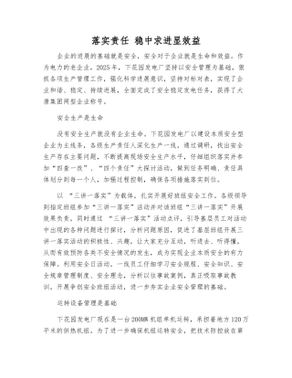 落实责任-稳中求进显效益