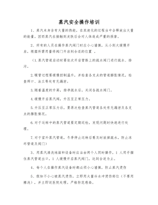 蒸汽安全操作培训