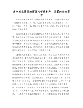蒸汽发生器及地面注汽管线和井口装置的安全要求
