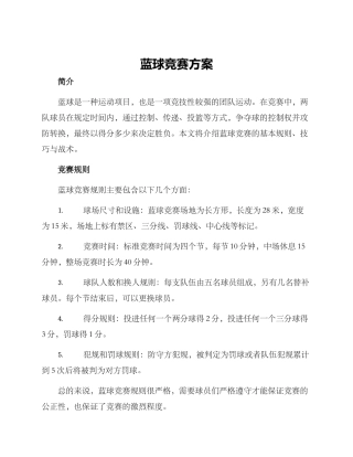 蓝球比赛方案