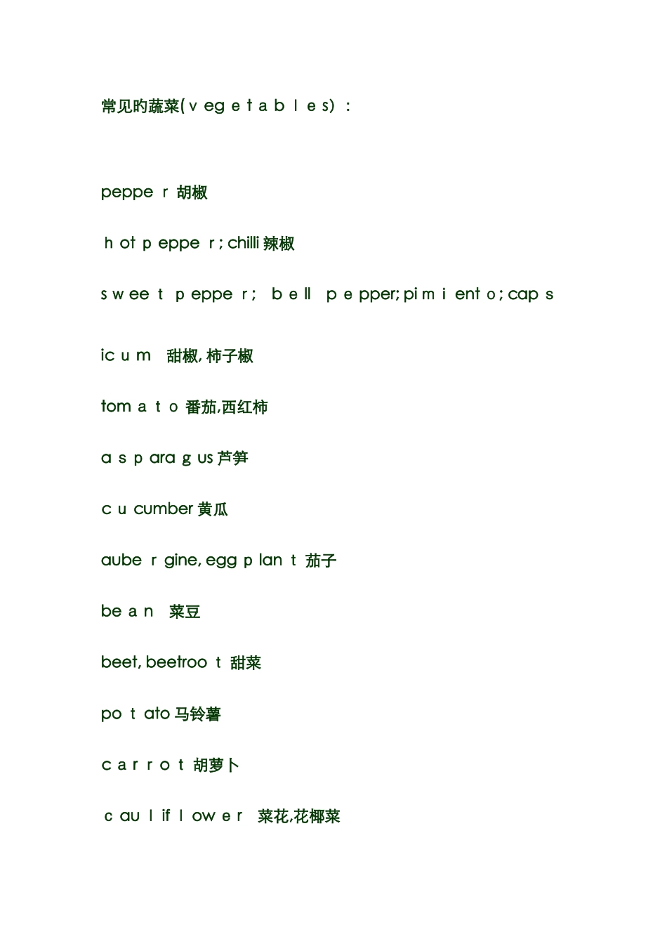 蔬菜单词大全_第1页
