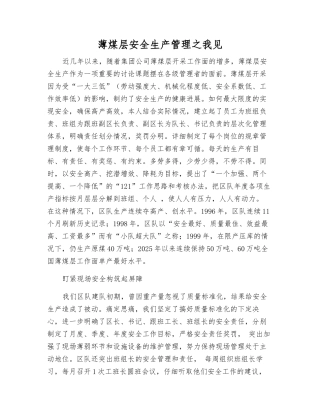 薄煤层安全生产管理之我见