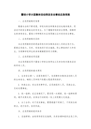 蕾培小学大型集体活动突发安全事故应急预案