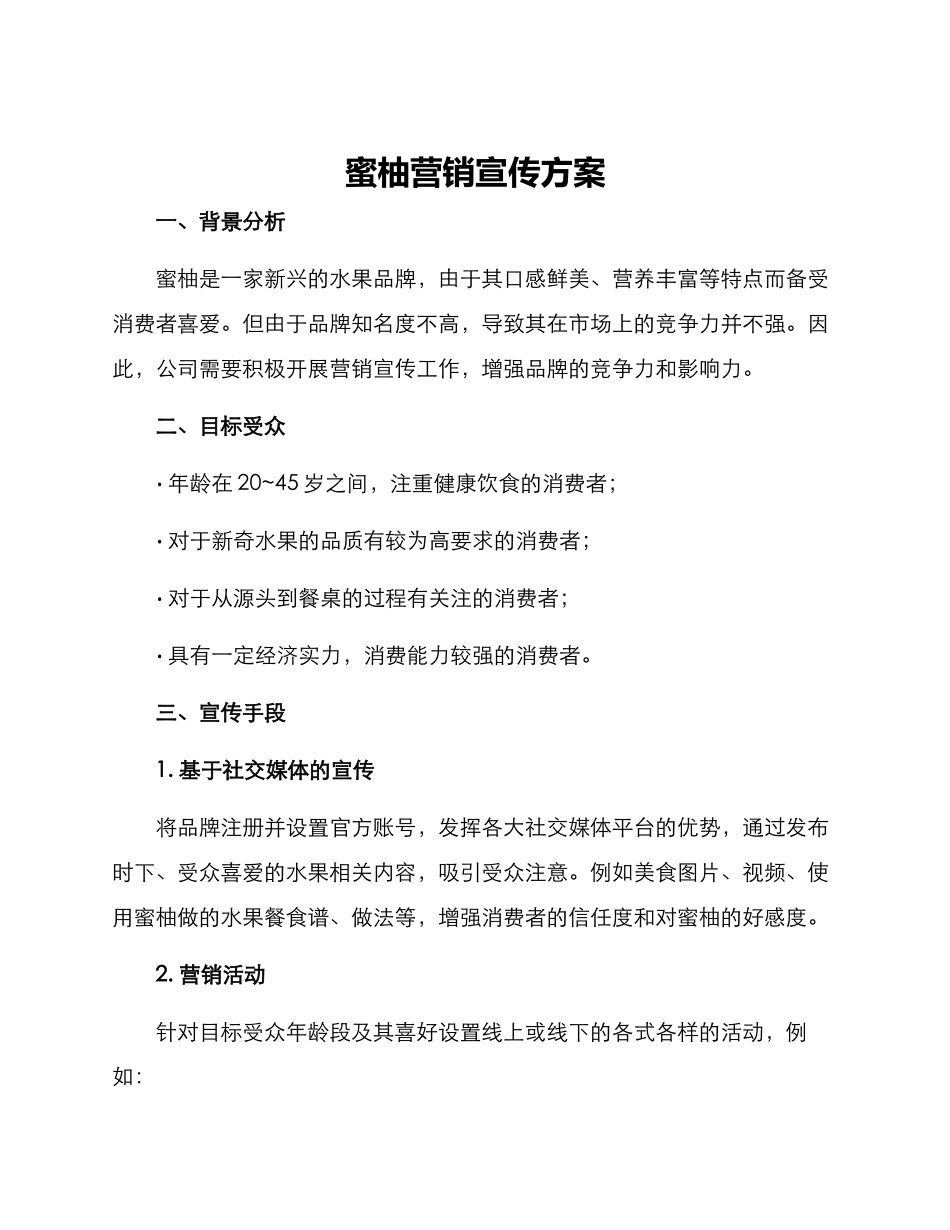 蜜柚营销宣传方案_第1页