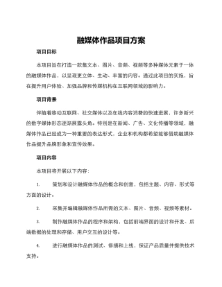 融媒体作品项目方案