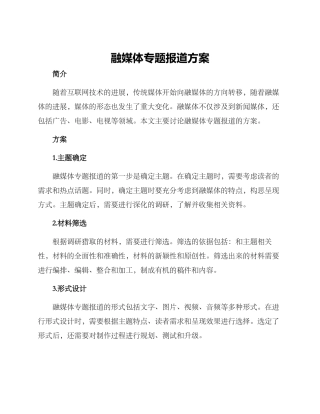 融媒体专题报道方案