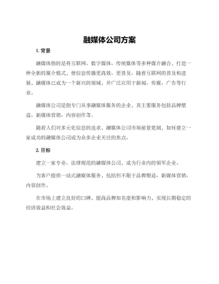 融媒体公司方案